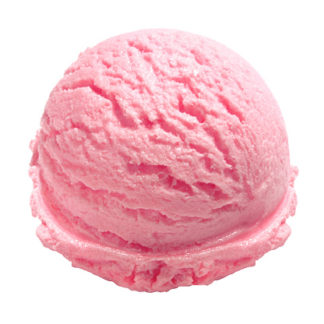 Strawberry Ice Cream Scoop On White Background